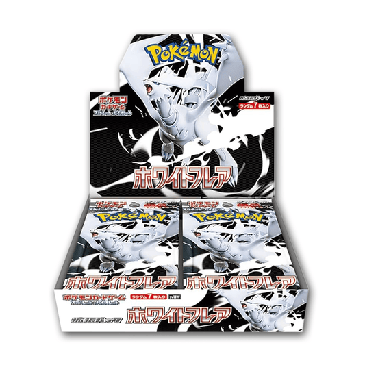 Booster box japonesa White Flare Pokémon TCG abierta mostrando sobres oficiales